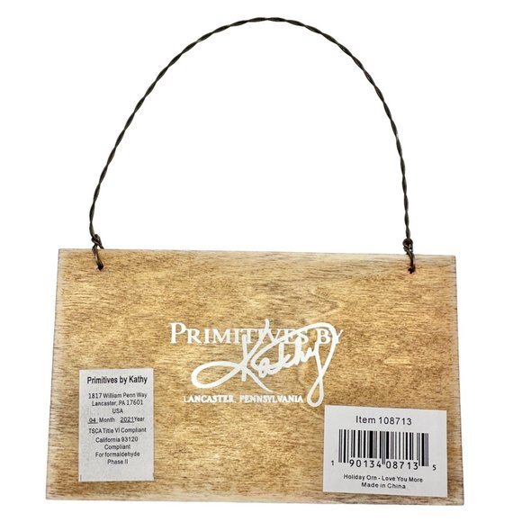 Primitives By Kathy Set of 4 Valentines Ornaments Love Wooden Hanging Sign 5x3 - Picture 3 of 10